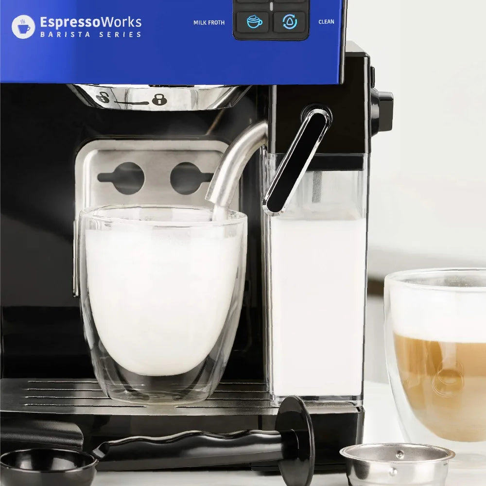 Espresso Machine with Milk Steamer, Cappuccino and Latte Maker 10-Piece Set - Brew Cappuccino and Latte with One Button