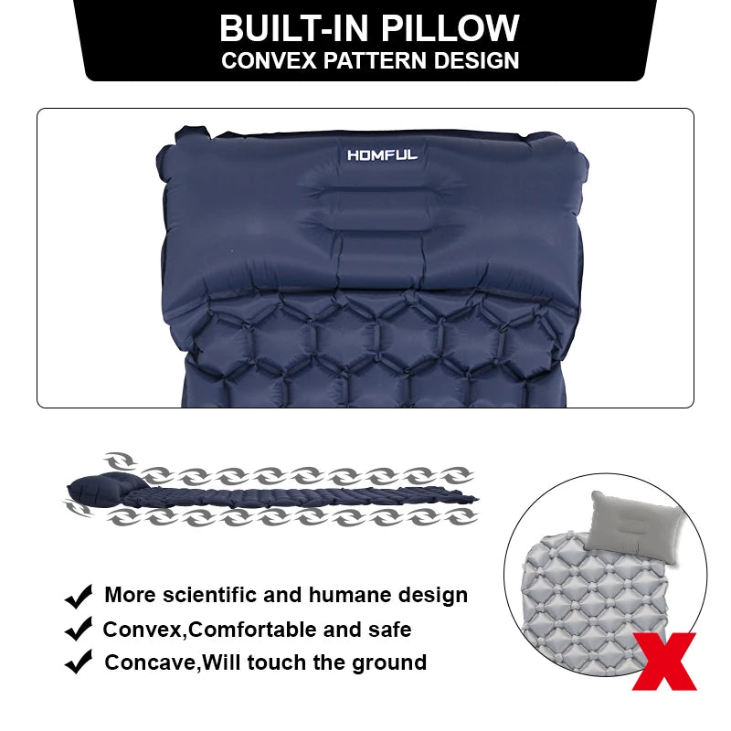 Camping Sleeping Mat For Outdoor Camping Pad With Pillow Air Mattress