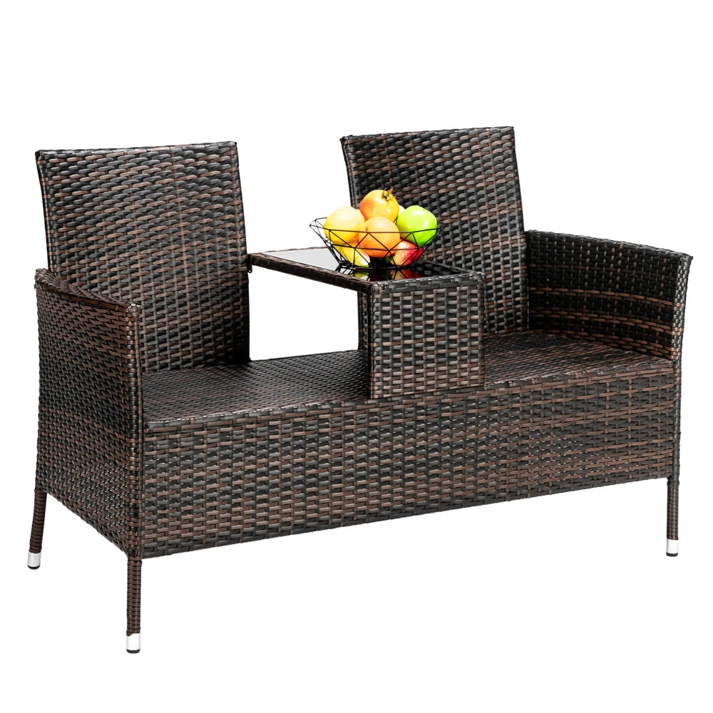 Patio Furniture Set 1pc Love Chair, Brown