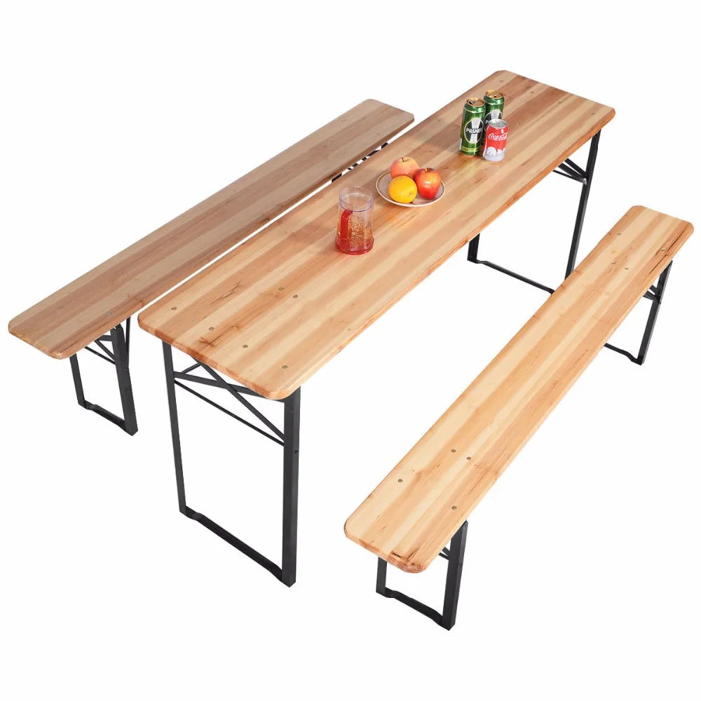 Giantex 3 PCS Outdoor Wood Picnic Table Dining Set