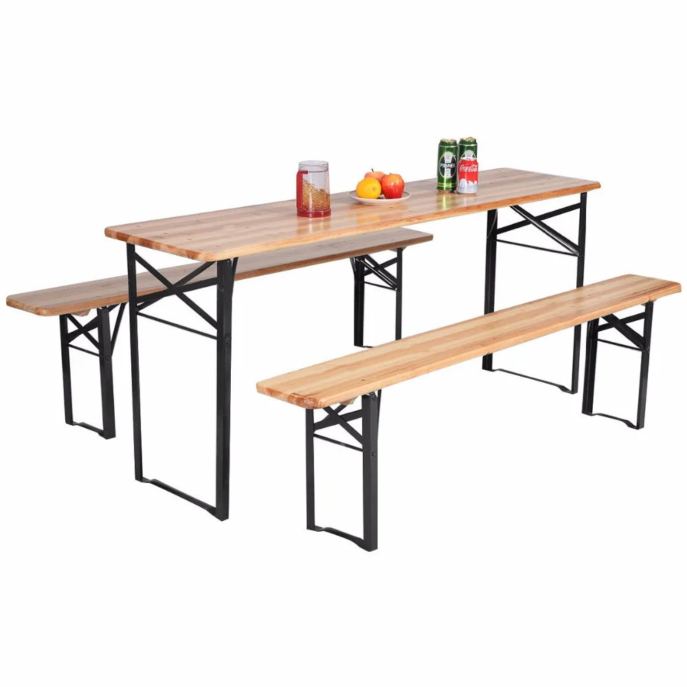 Giantex 3 PCS Outdoor Wood Picnic Table Dining Set
