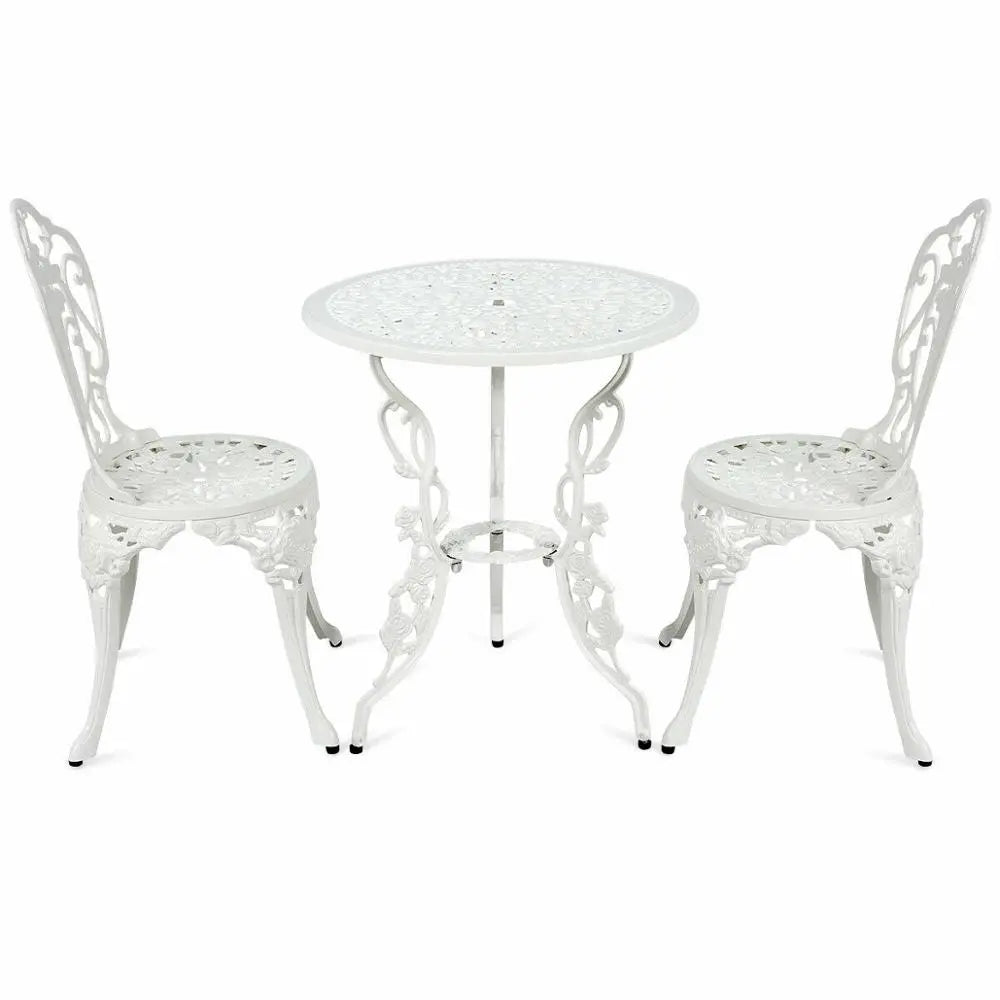 3PCS Patio Table Chairs Furniture Bistro Set Cast Aluminum