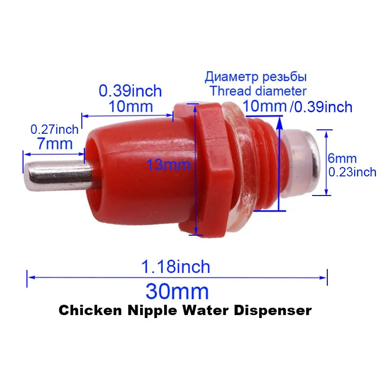 500 Pcs Chicken Nipple Drinker Thread Diameter 10mm Stainless Steel And ABS Material