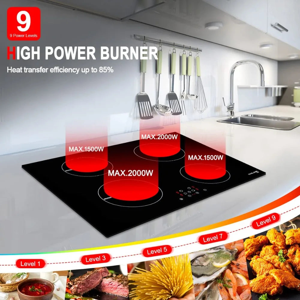 30 Inch Sensor Control Induction Hobs, Built-in Electric Cooktop 4 Burners Electric Stove Top