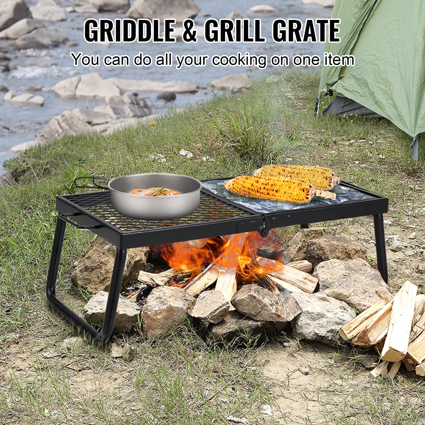 VEVOR Folding Campfire Grill, Portable Camping Grate