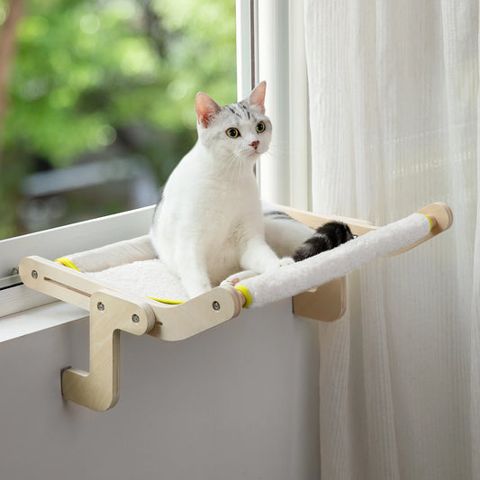 Mewoofun Cat Window Perch Wooden Assembly Hanging Hammock