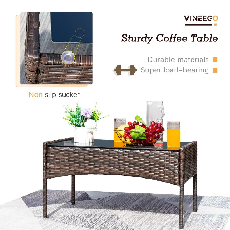 Vineego 4 Pieces Outdoor Patio Furniture Sets Rattan Chair Wicker