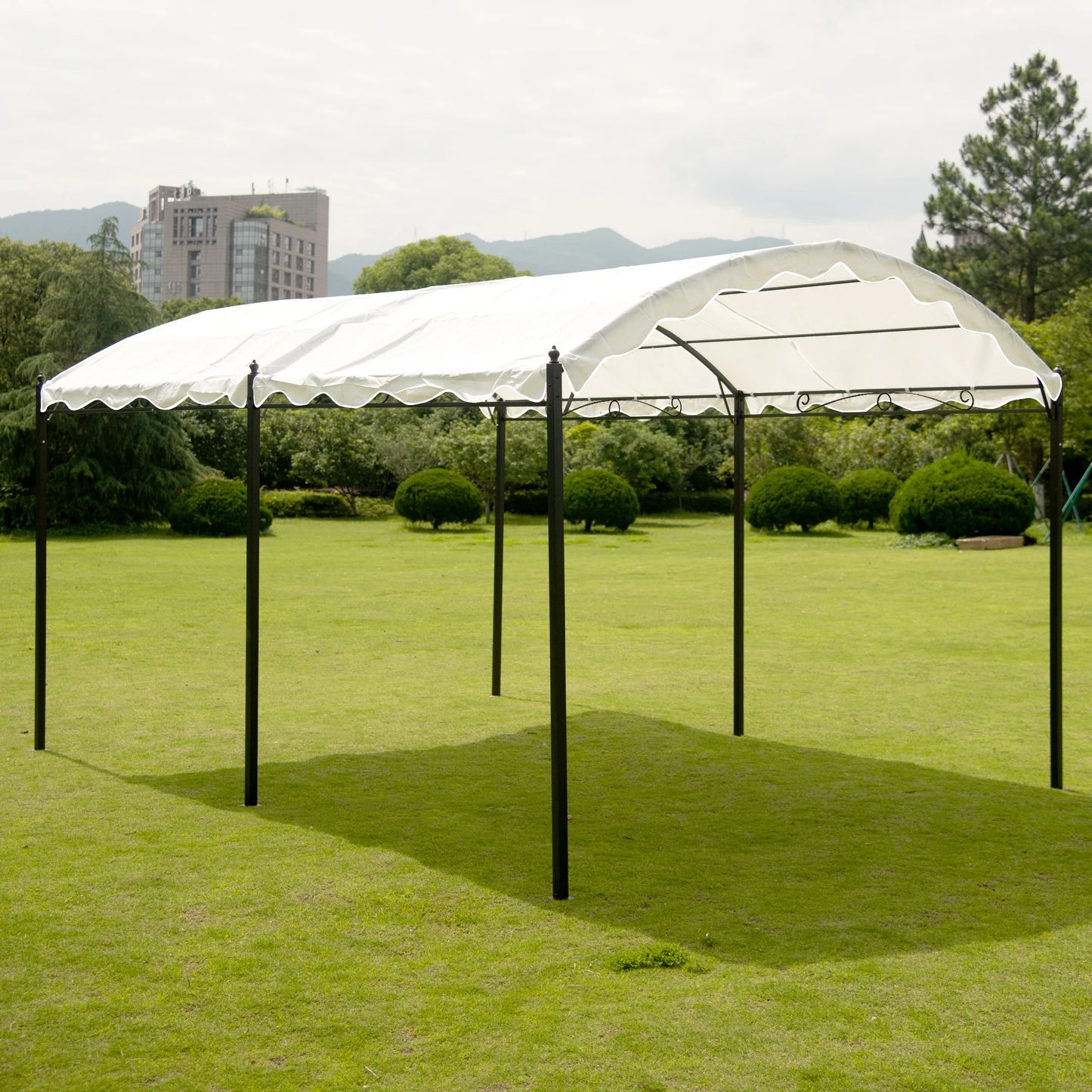 Outdoor Patio 13ft.L x 10ft.W Iron Carport Shelter