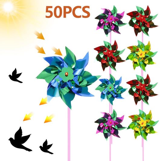 50PCS Pinwheel Garden Colorful Windmill