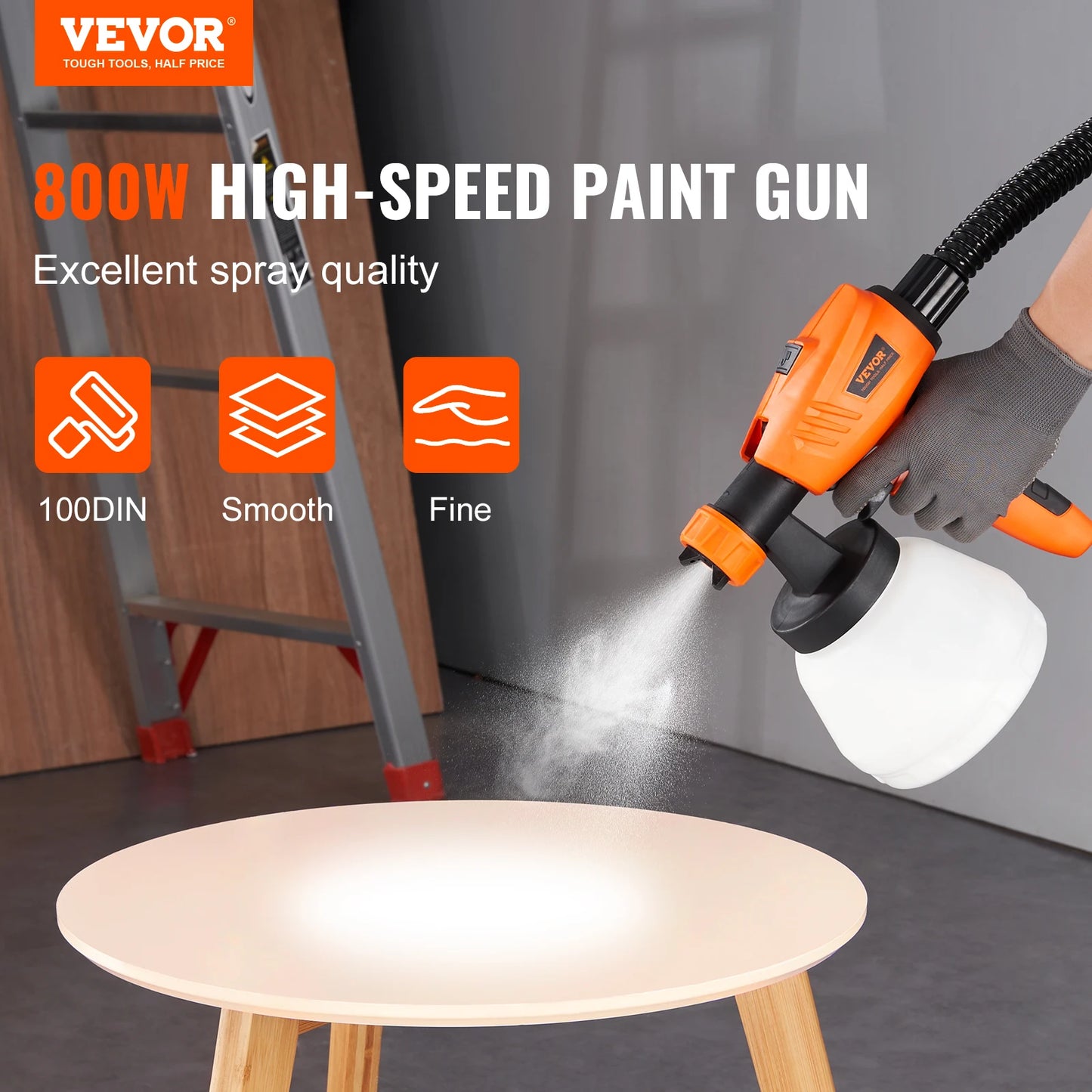 VEVOR Paint Sprayer Electric Spray Paint Gun with 10FT Air Hose 3 Spray Patterns