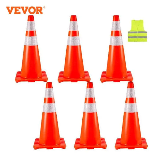 VEVOR PVC 6 Pcs 28 Inch Traffic Safety Parking Cones
