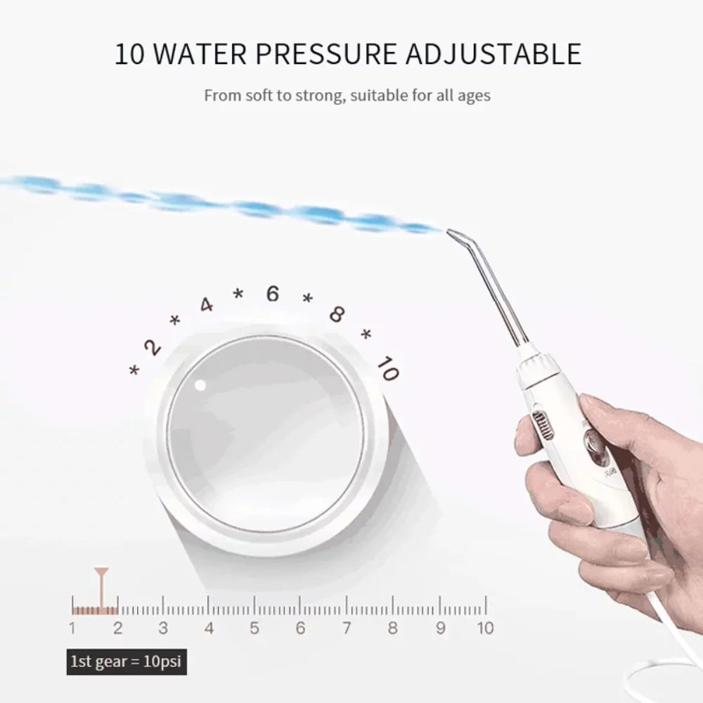 Water Flosser Oral Irrigator , 800ml Capacity and 5 Multiuse Tips