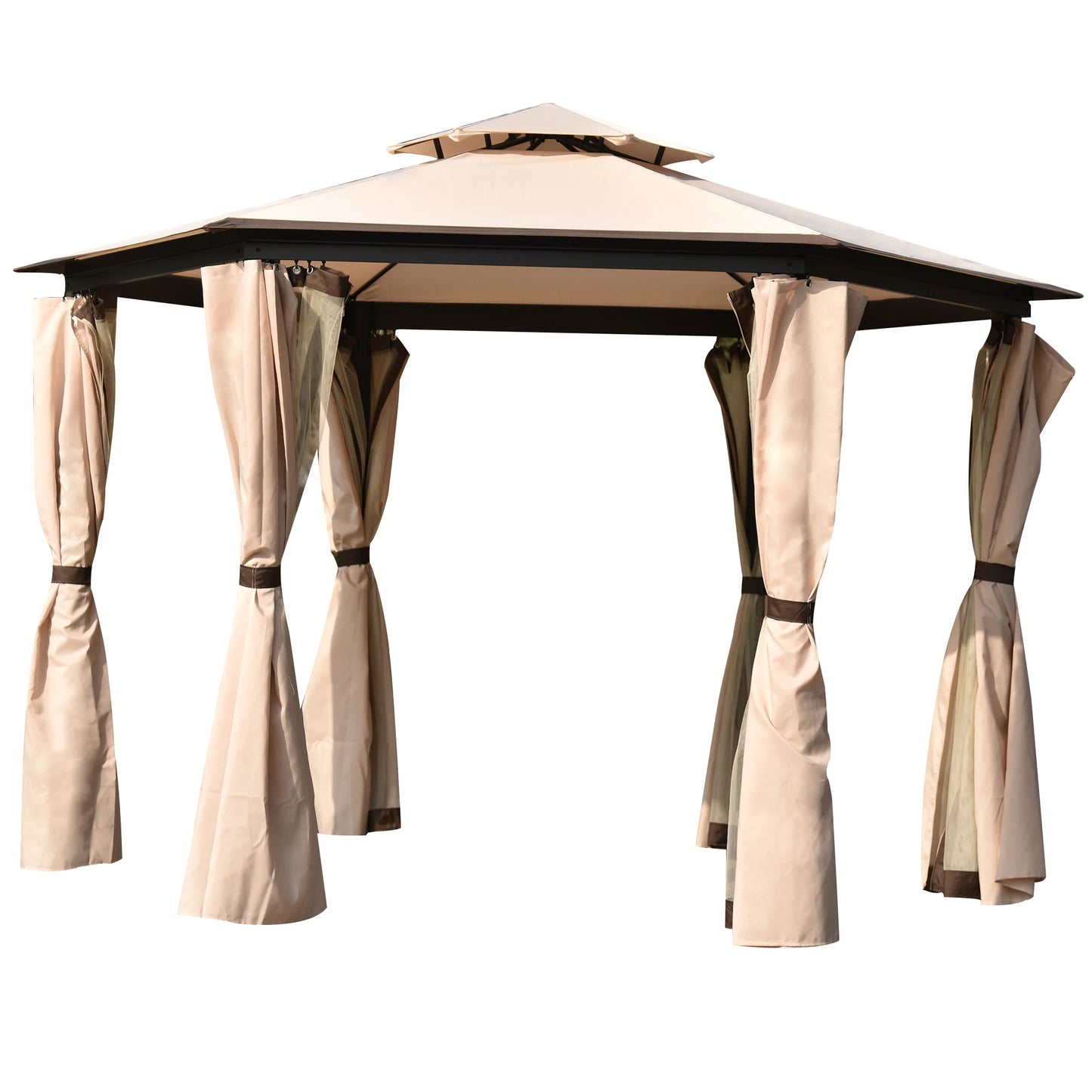 11.8 Ft. W x 11.8 Ft. D Patio Outdoor Gazebo, Double Roof Soft Canopy
