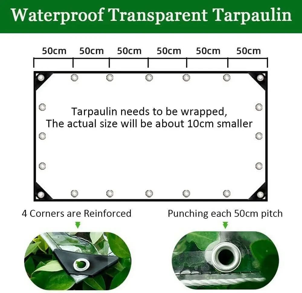 Tarpaulin Transparent Waterproof PVC Plastic with Eyelets