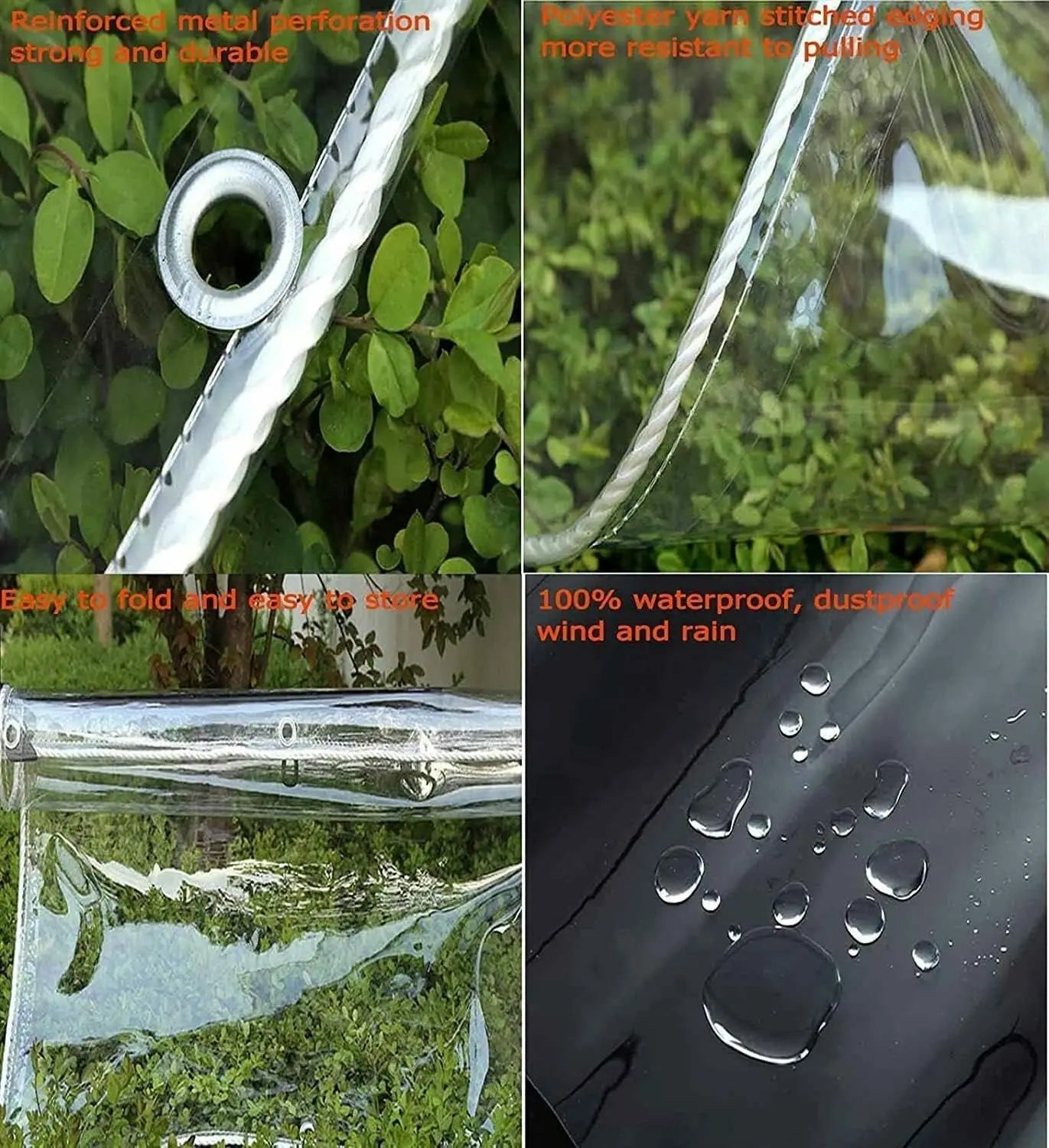 Tarpaulin Transparent Waterproof PVC Plastic with Eyelets