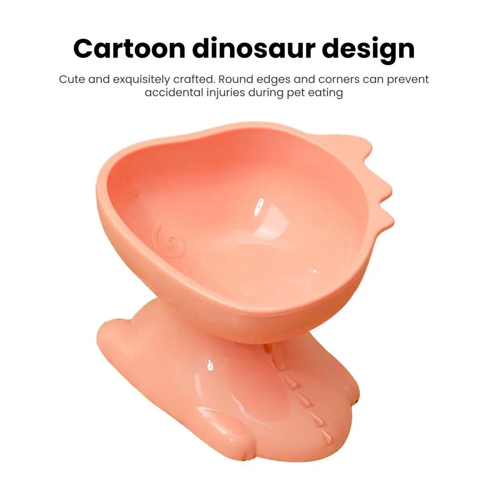 Stable Bottom Pet Bowl 15-degree Tilted Cartoon Dinosaur Pet Bowl