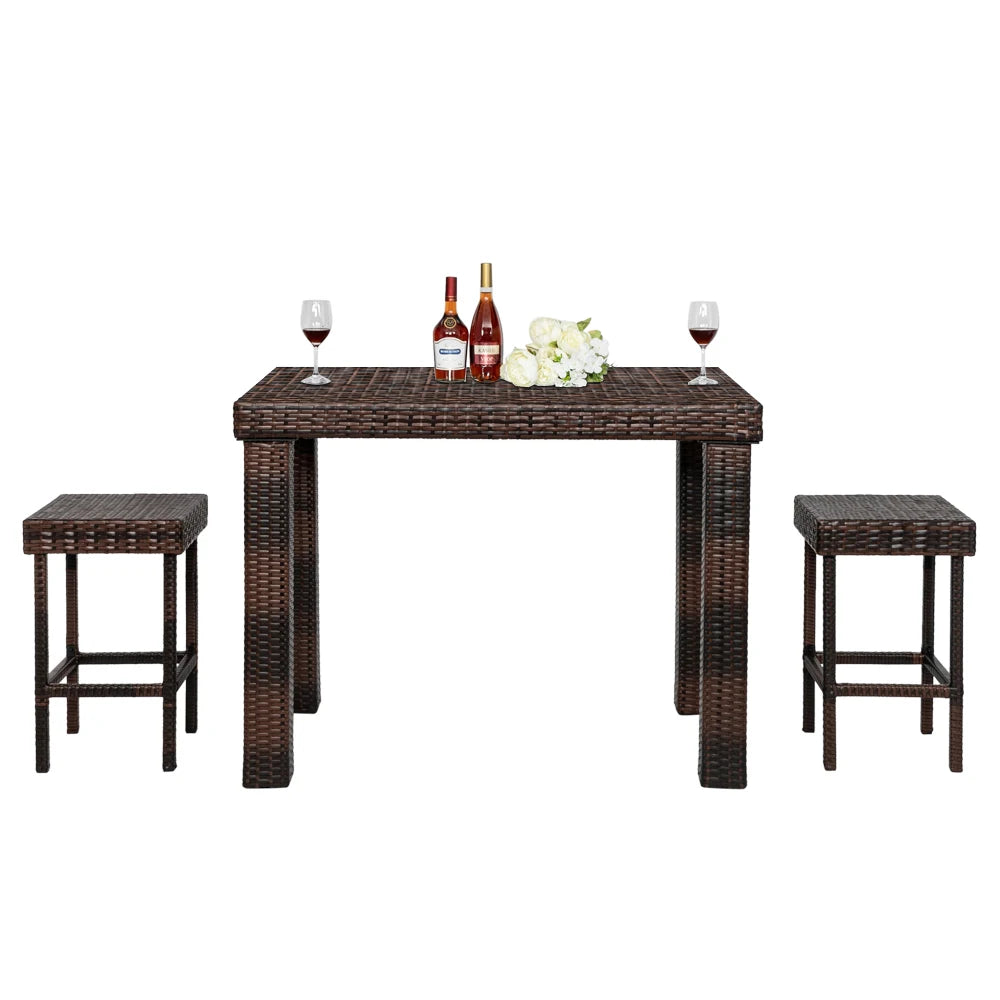 Bar Stool-Table and Chair Set of 5 Brown Gradient Outdoor Furniture Set For Outdoor And Garden
