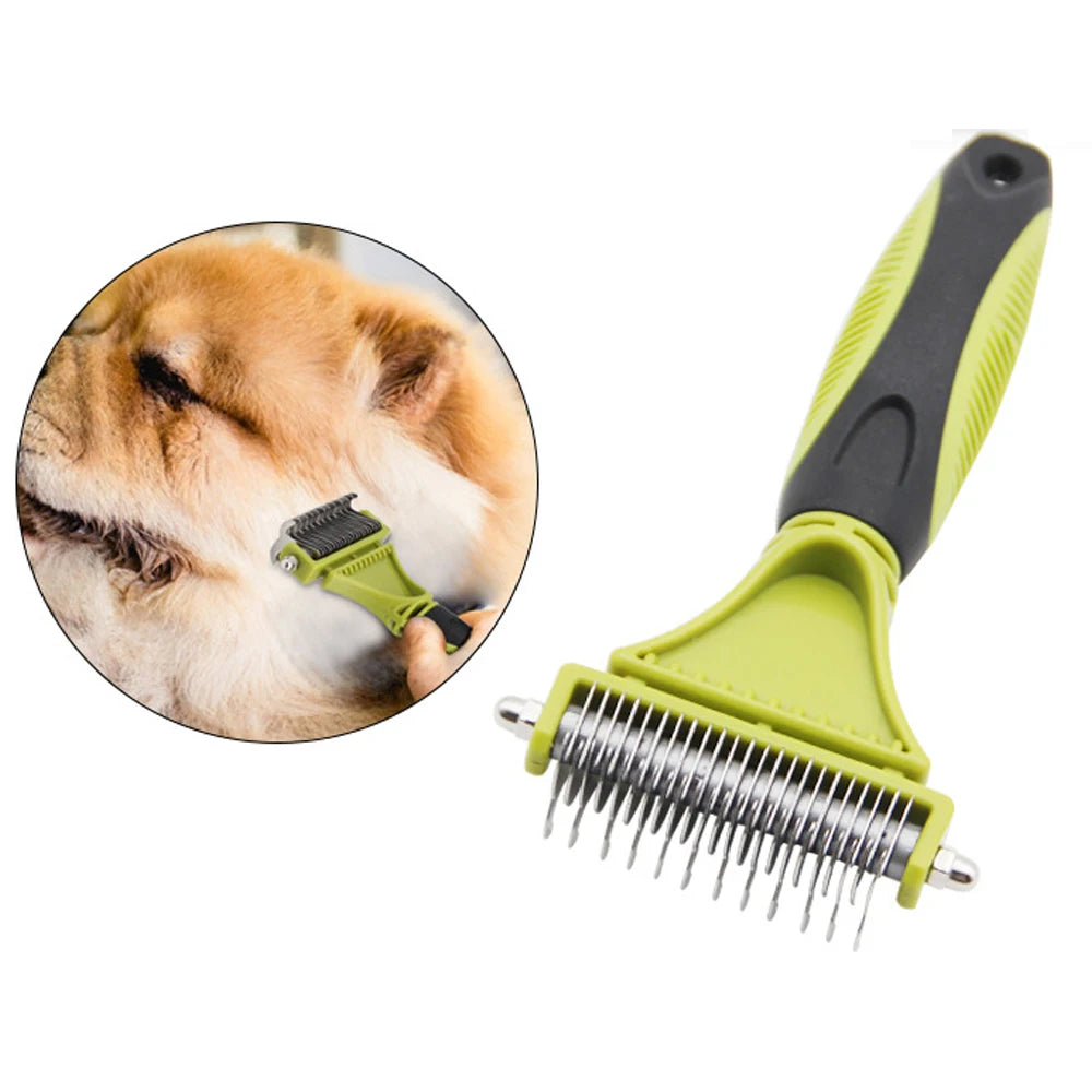 Pet Dematting Comb 2 Sided Professional Undercoat Rake Cats & Dogs Stainless Steel Screw Fixation