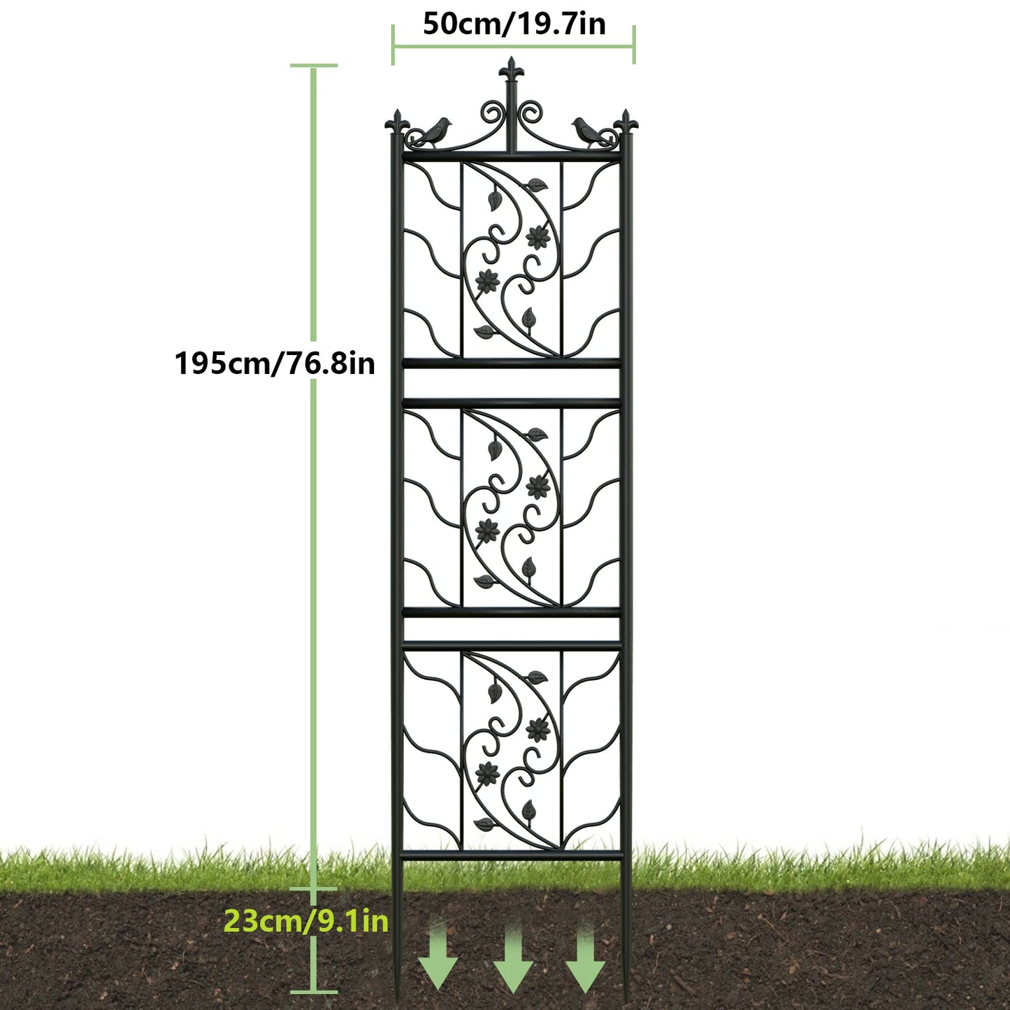71 inch Garden Trellis Decorative Outdoor Tall Metal Fence Black Lattice Panel Yard Corner Décor