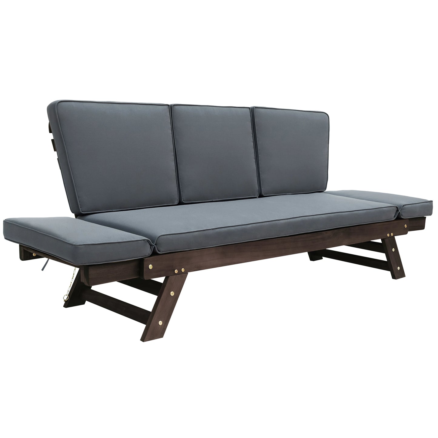 Outdoor Adjustable Patio Wooden Daybed Sofa with Cushions