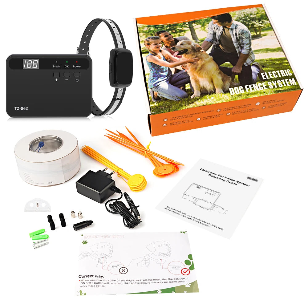 MASBRILL Pet Fence In-Ground Electric Dog Fence System Underground Wire Waterproof Battery-Operated Training Collar