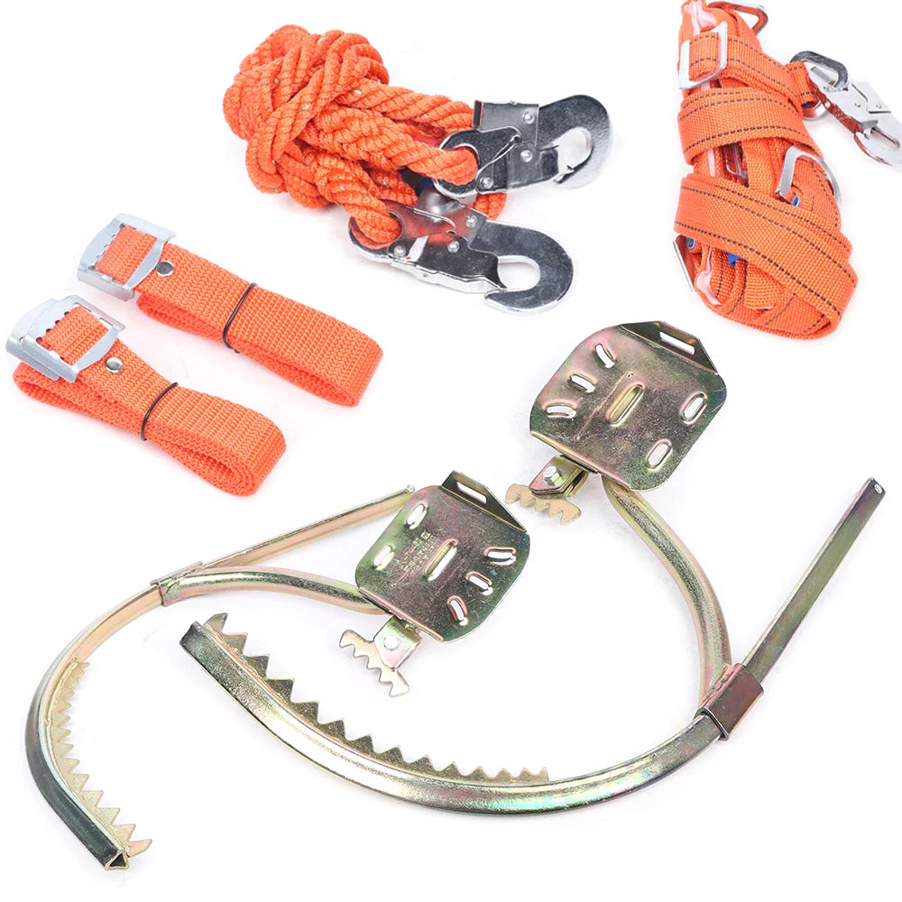 Tree Climbing Gear Spikes Set Tool With Adjustable Double Safety Belt For Hunting Survival Safety Rescue