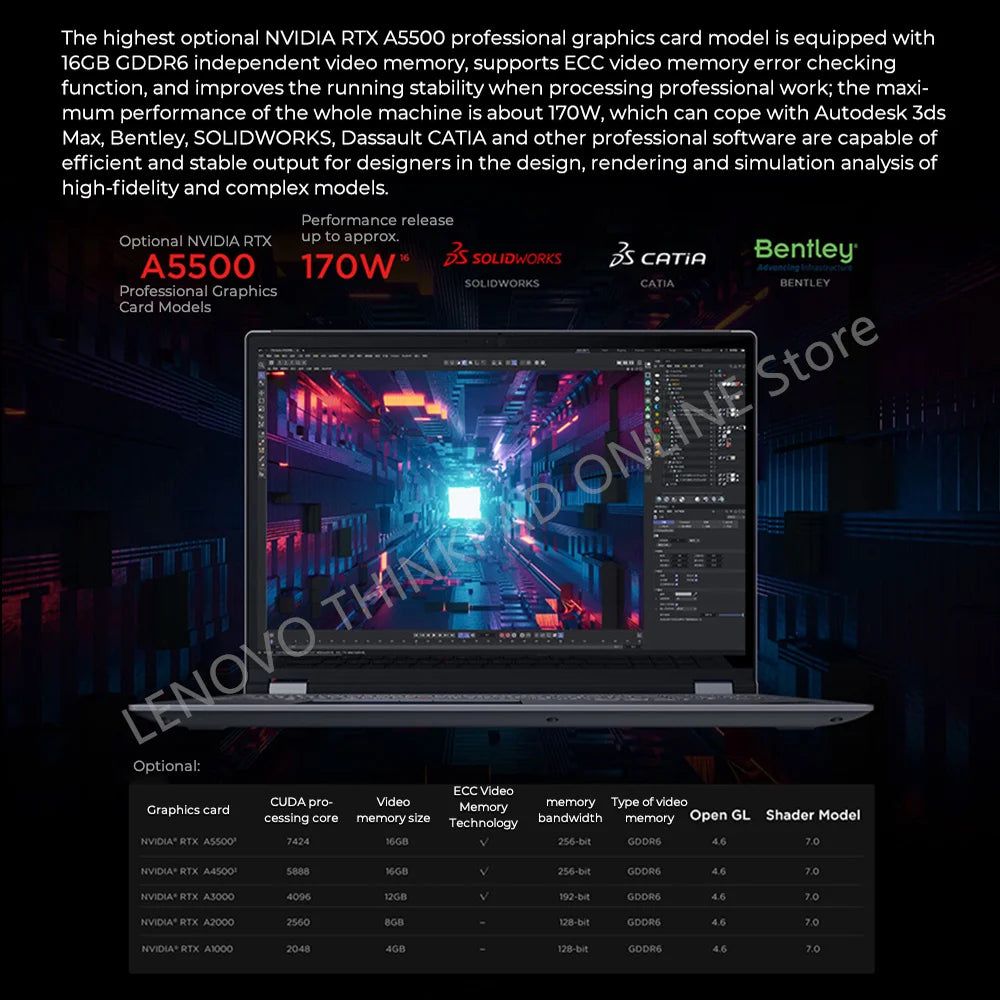 Lenovo Notebook ThinkPad P16 2022 Intel Core i9-12950HX RTX A5500 16G+512G/1T SSD 16inch WQXGA 4K Screen Design Lenovo Laptop