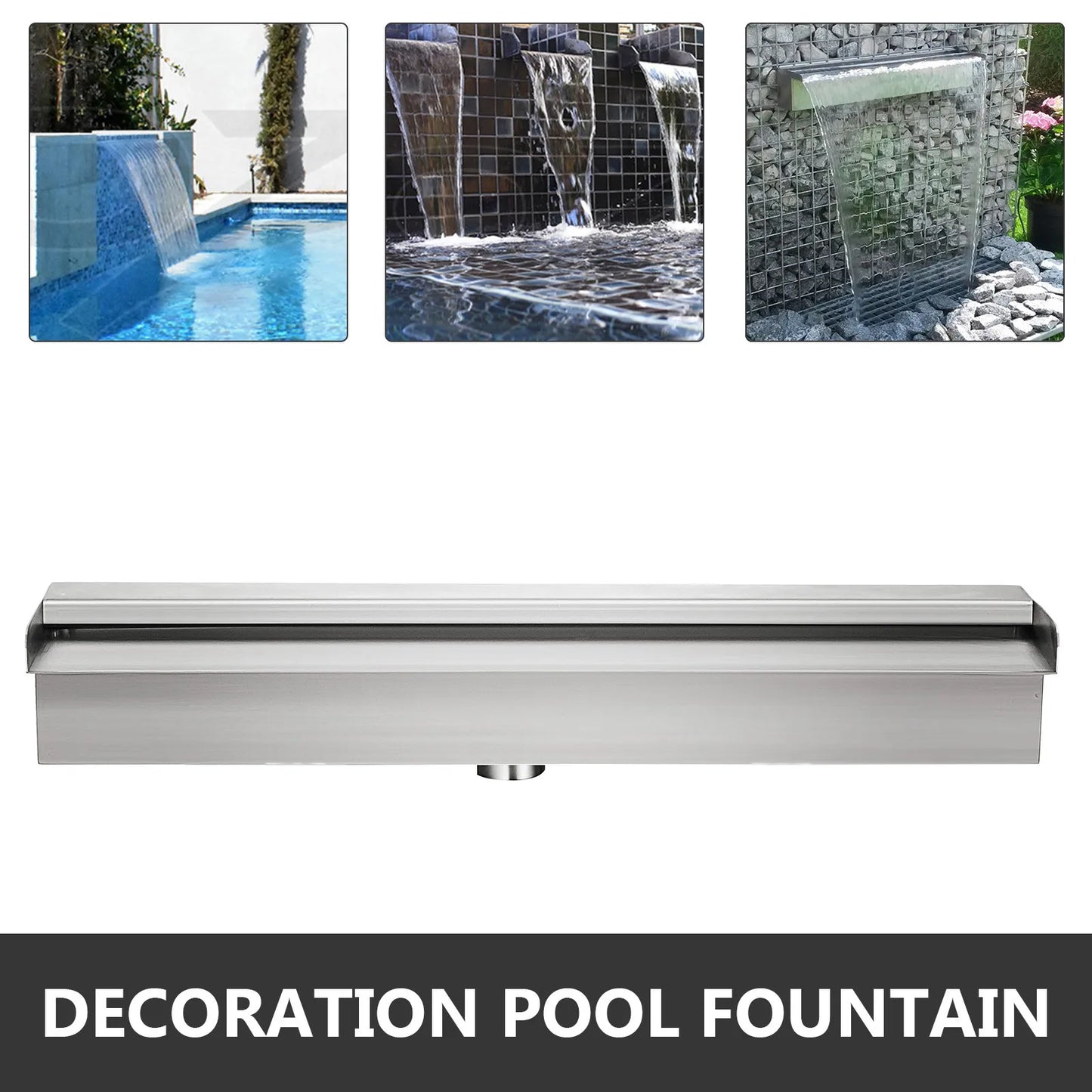 VEVOR Waterfall Pool Fountain Stainless Steel W/ Pipe Connector