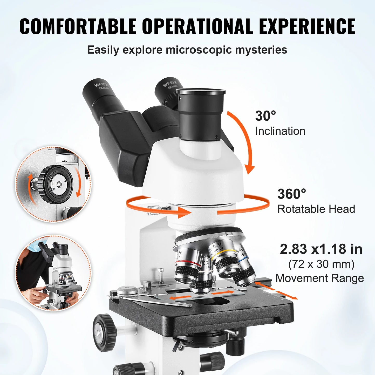 VEVOR Compound Trinocular Microscope 40X-2500/40X-5000X Magnification
