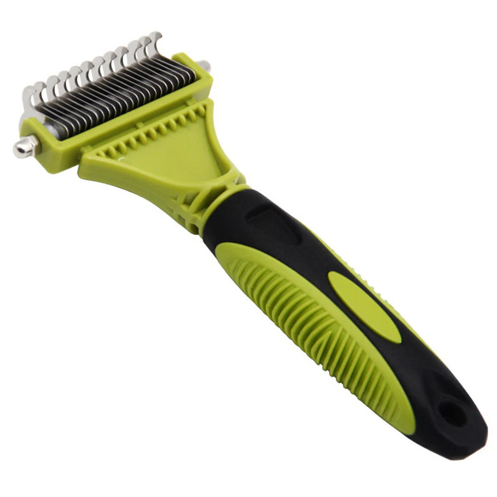 Pet Dematting Comb 2 Sided Professional Undercoat Rake Cats & Dogs Stainless Steel Screw Fixation