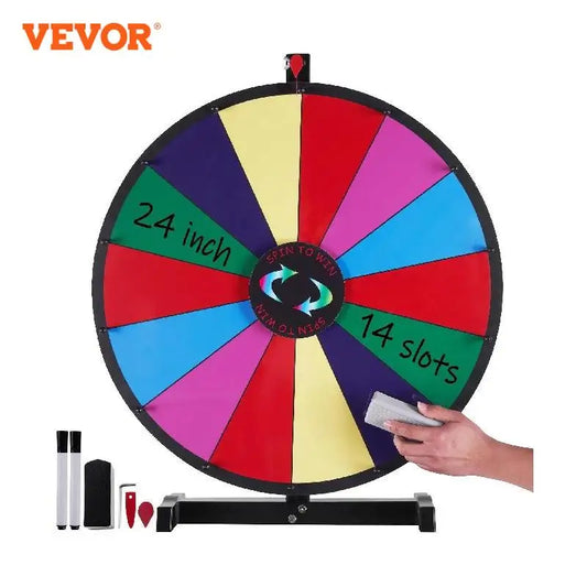 VEVOR 24 inch Spinning Prize Wheel Stand 14 Slots Spinning Wheel Tabletop Wheel Spinner