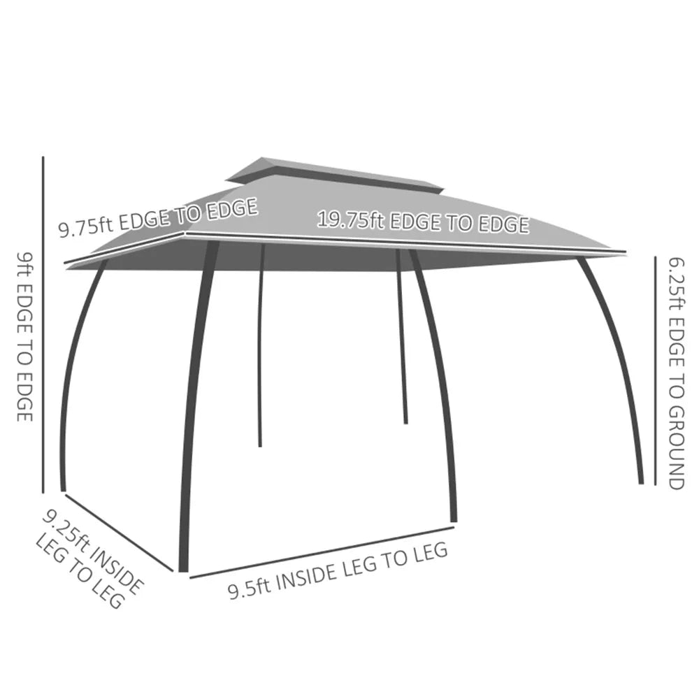 Outdoor Patio Gazebo 10' x 20' Canopy Shelter with Netting Beige