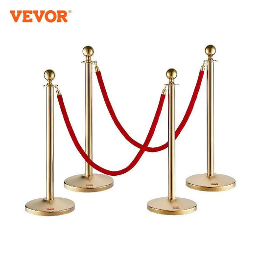 VEVOR Velvet Ropes and Posts Stainless Steel Gold Stanchion w/ Ball Top