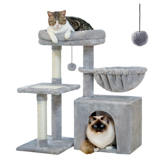 Cat Tower, 2  with Cat Scratching Posts Big Hammock and Removable Top Perch