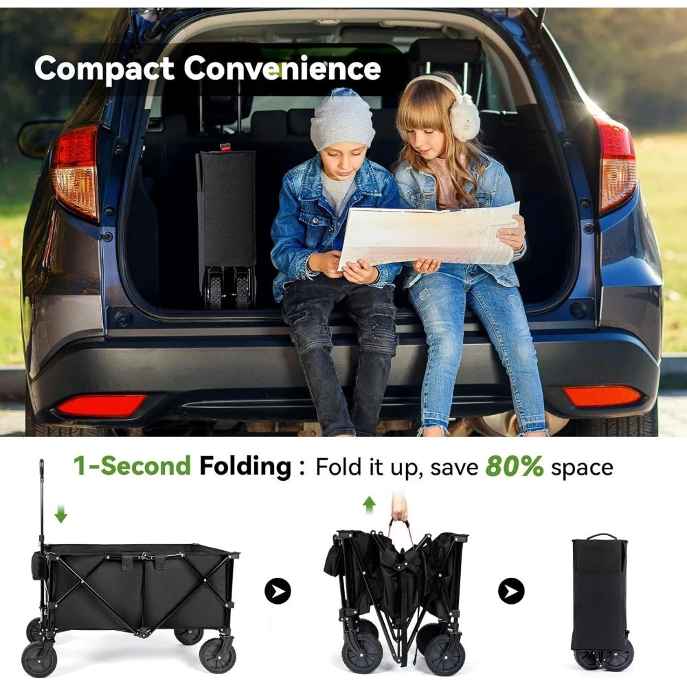 Camping Wagon Portable Folding With All-Terrain Wheels