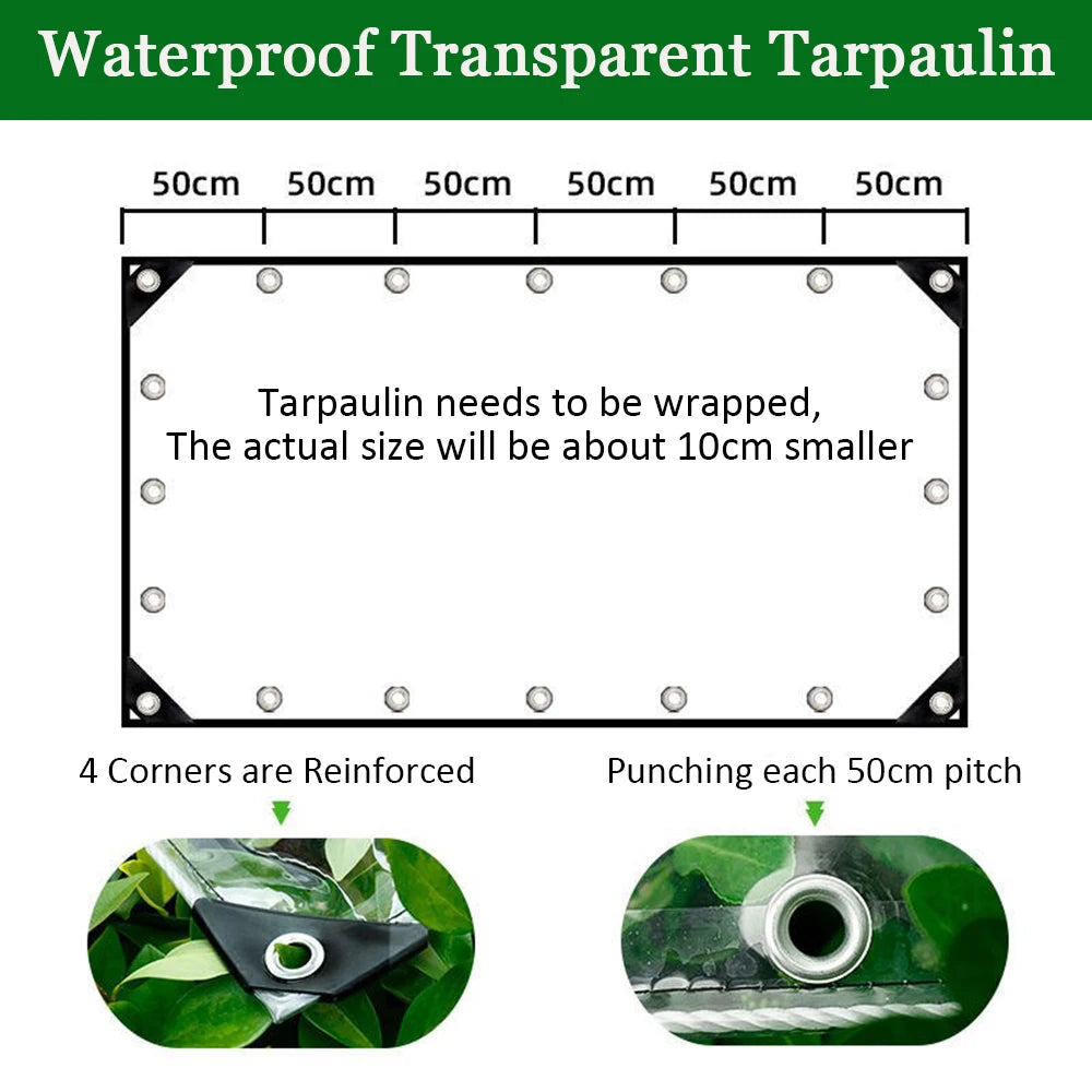 Waterproof Transparent PVC Tarpaulin with Eyelets