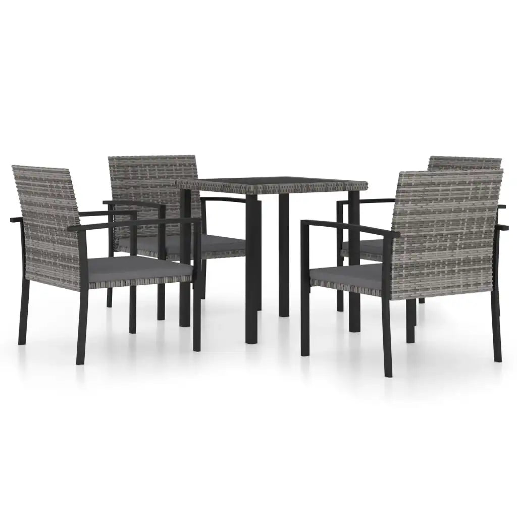 5 Piece Patio Dining Set Poly Rattan Gray Outdoor Table and Chair Sets Outdoor Furniture Set