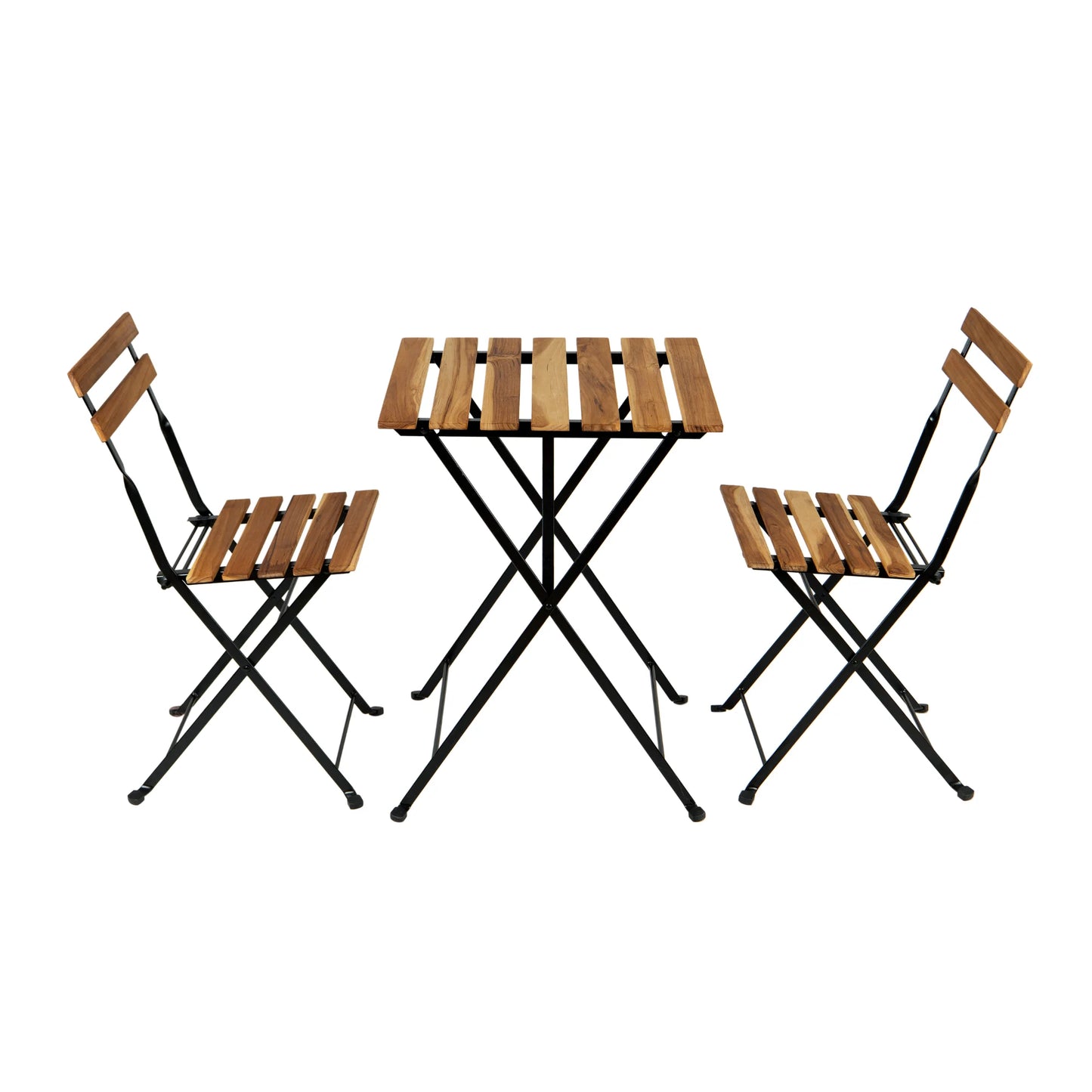 Solid Teak Wood Bistro Set Folding Table And Chair Set