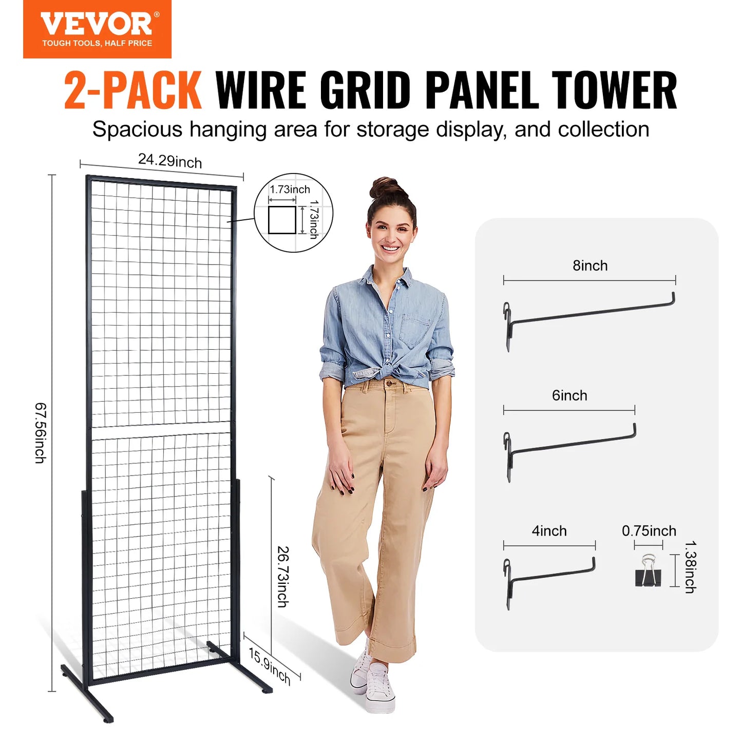VEVOR Grid Wall Panels Tower Wire Gridwall Display Rack