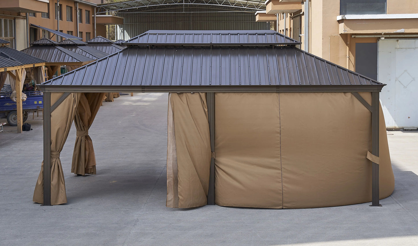 12x20FT Patio Gazebo with Steel Canopy Outdoor Permanent Hardtop