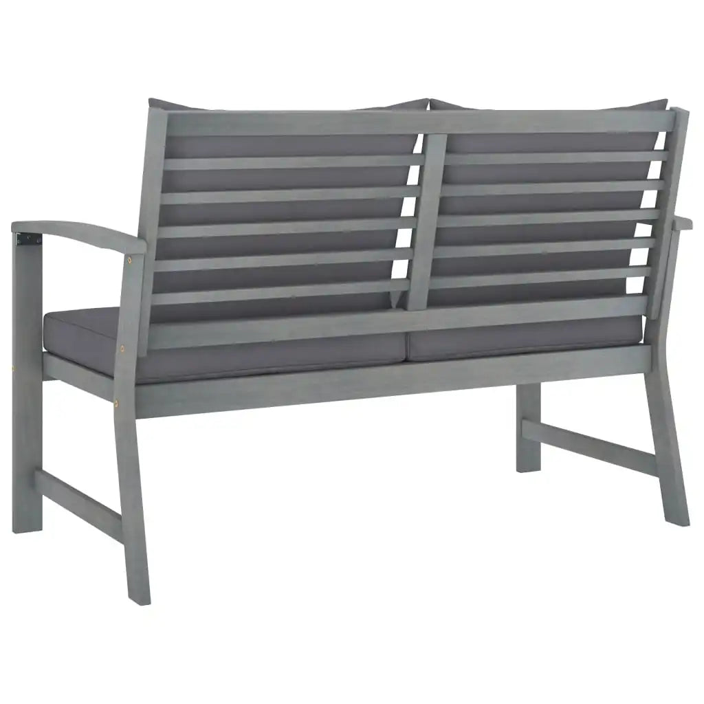 Outdoor Bench Deck Porch Décor 47.2" with Dark Gray Cushion Solid Acacia Wood