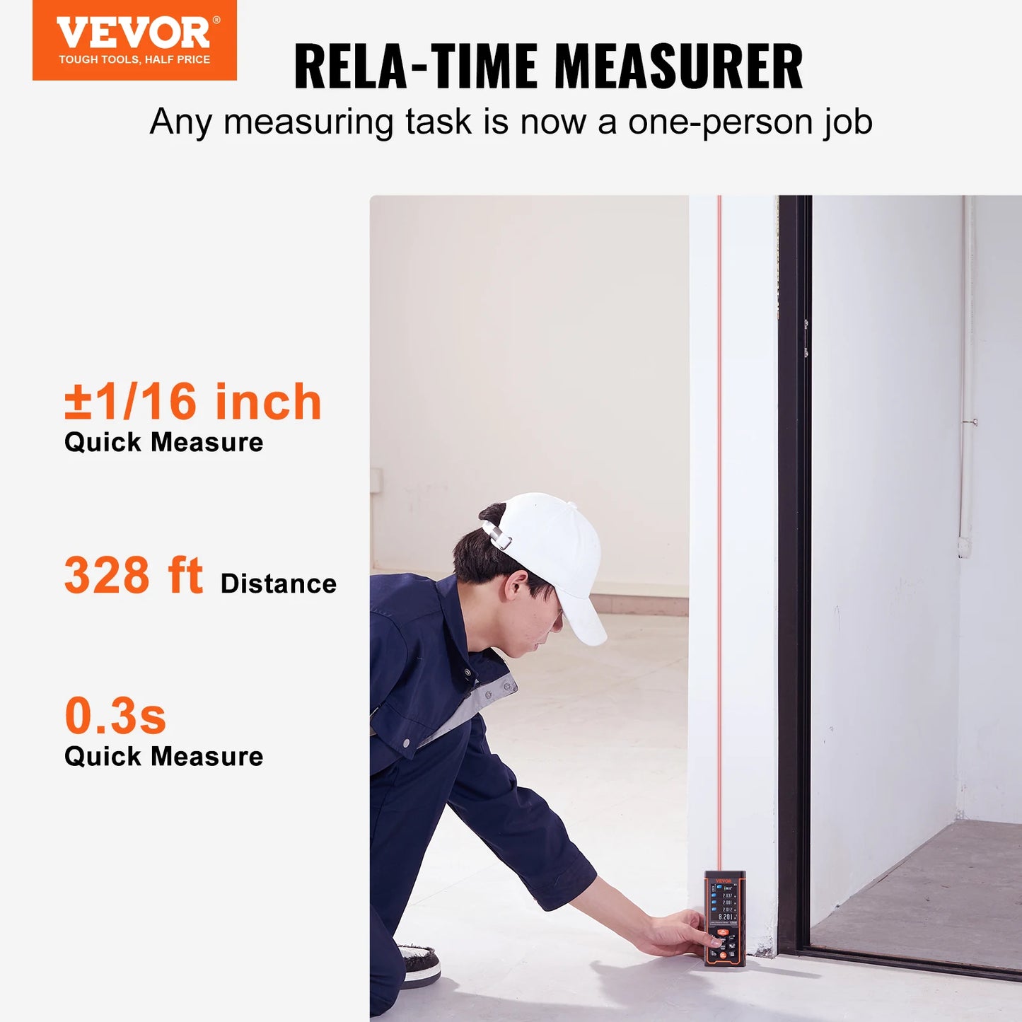 VEVOR Measure Accuracy Laser Distance Colorlit LCD Screen