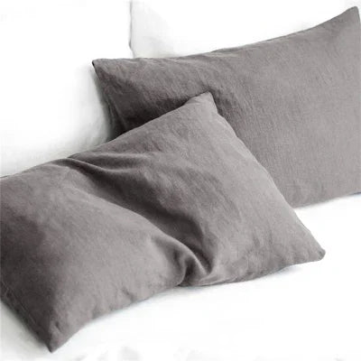 2PCS Solid Color 100% Pure Linen Throw Pillow Case Euro Sham for Bed, Custom Size Envelope Cushion Cover
