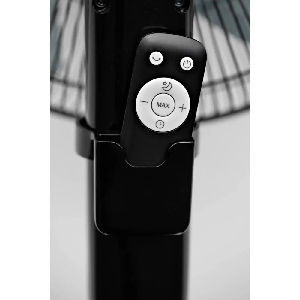 Pelonis 16" 12-Speed Adjustable Height Quiet Pedestal Fan with Digital Display & Remote Control, Black
