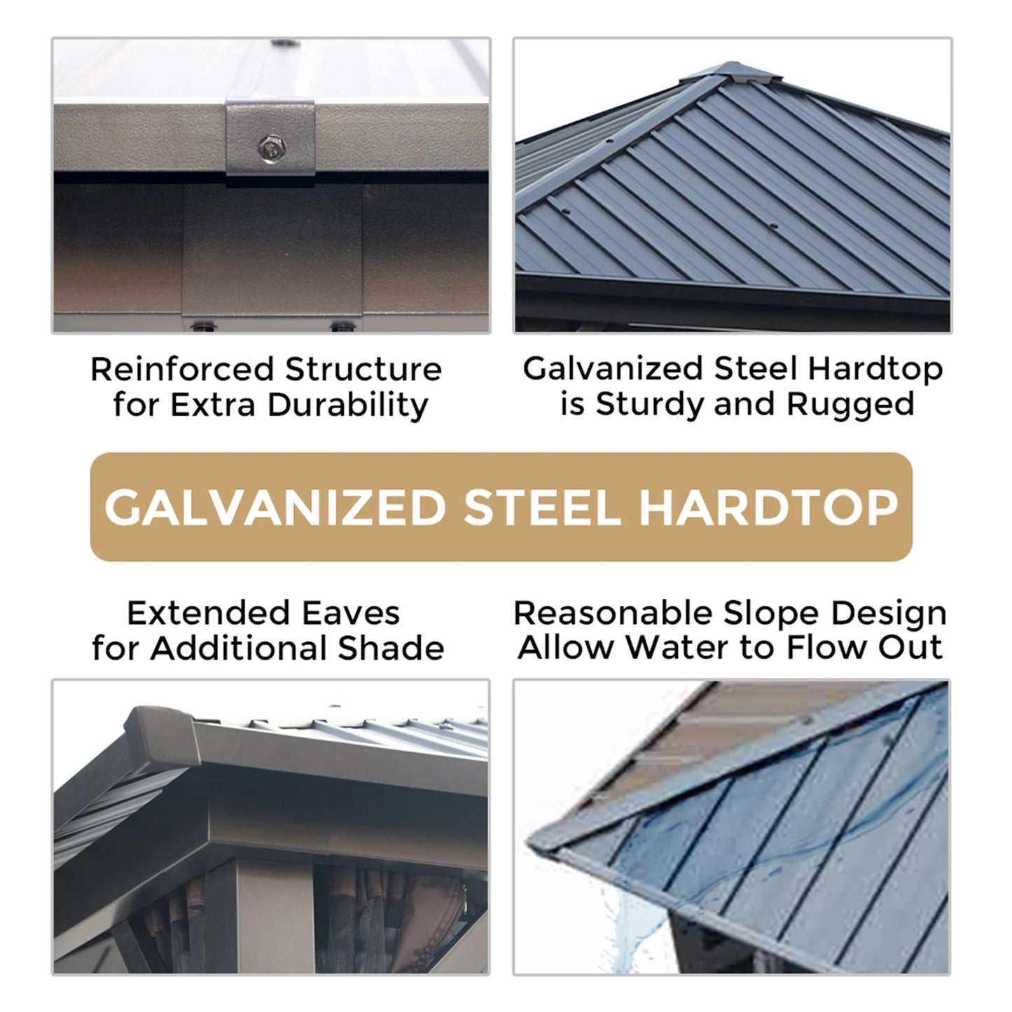 10 ft. x 10 ft. Outdoor Gazebo Hardtop Galvanized Steel/Metal