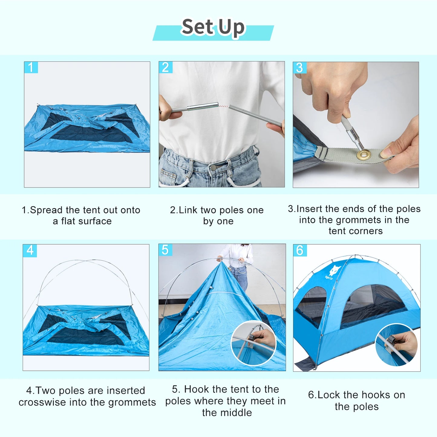 Portable Camping Sun Shade Shelter for 2-4 Person UV Protect Breathable 3 Mesh Window