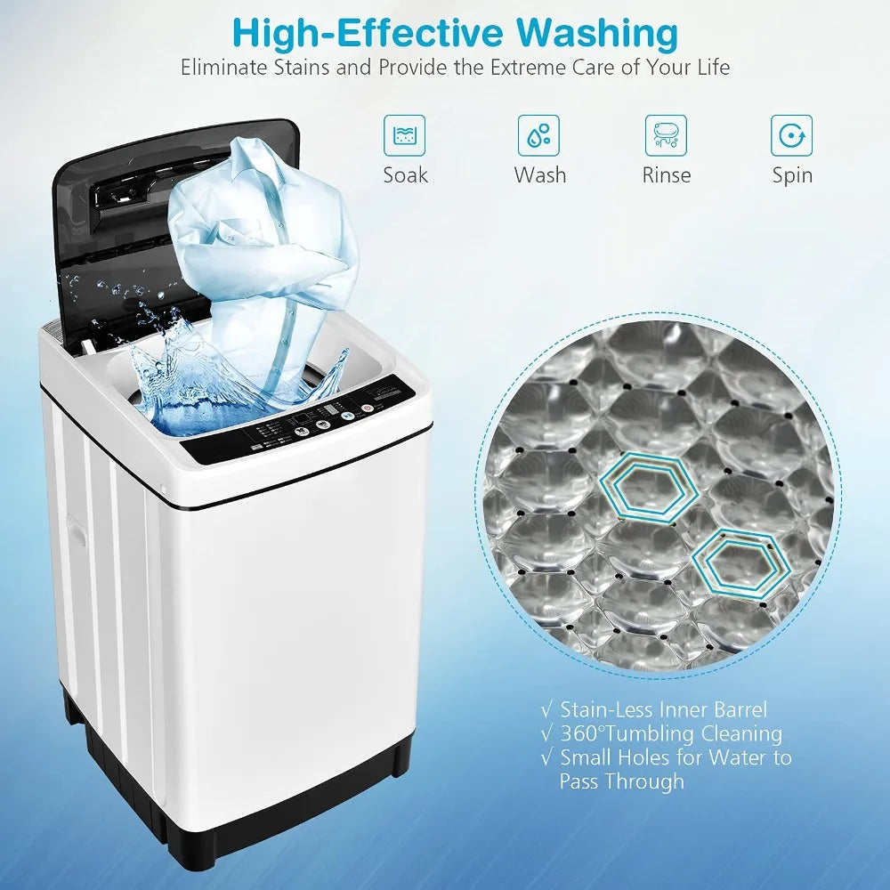 Fully Automatic Washing Machine, 2 in 1 Portable Laundry Washer 1.5Cu.Ft 11lbs Capacity Washer and Spinner Combo